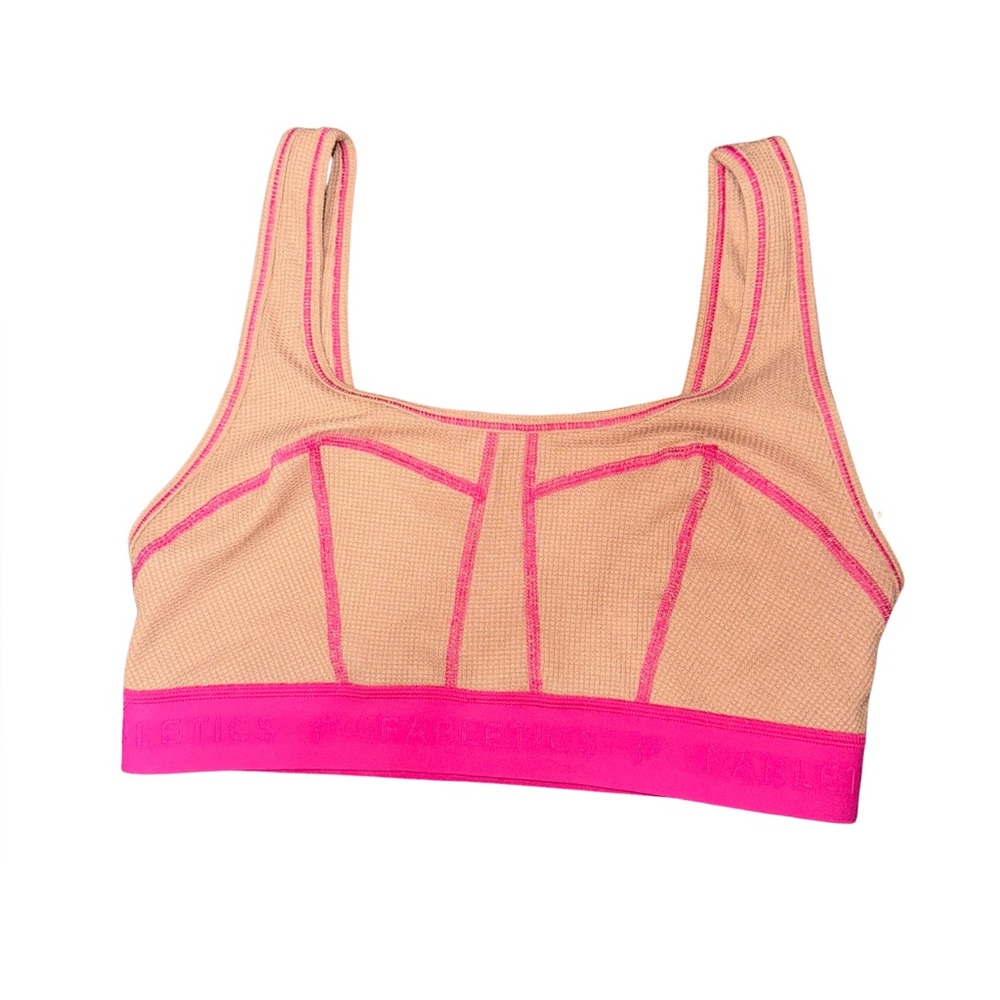 Fabletics Waffle Bra- Teddy/Fuchsia Small